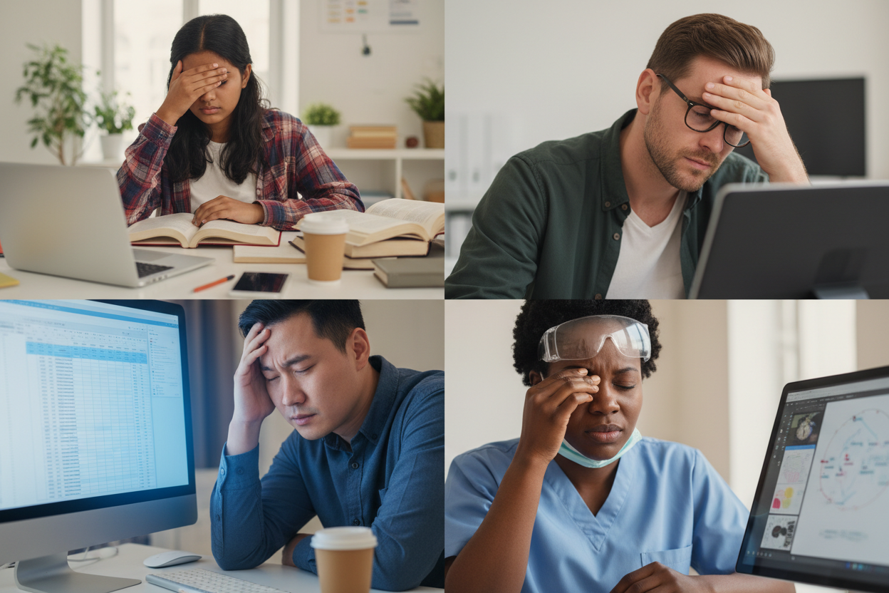 Professionnels avec fatigue oculaire